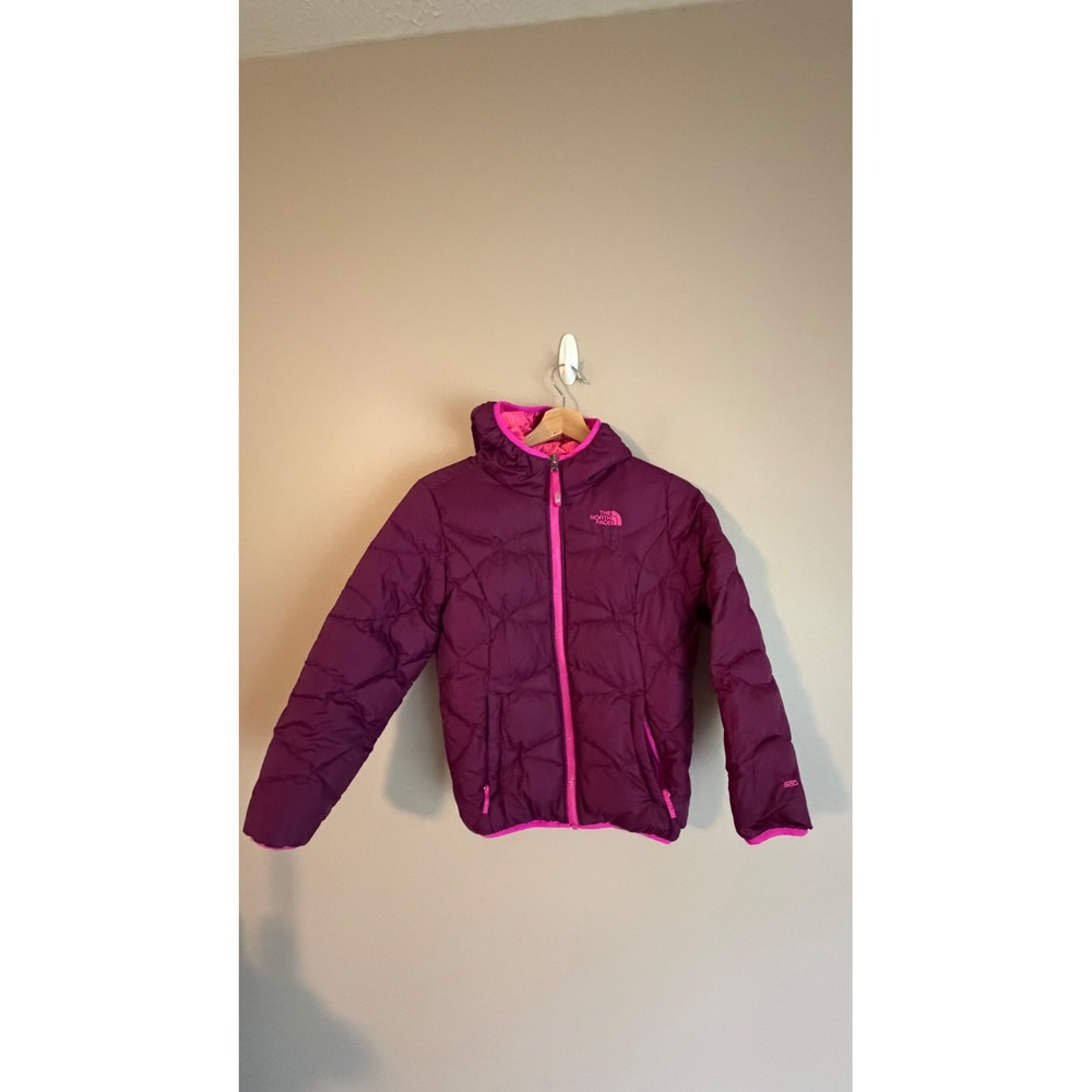 The North Face Puffer Jacket Girls M 10/12 Purple Pink Reversible Hooded